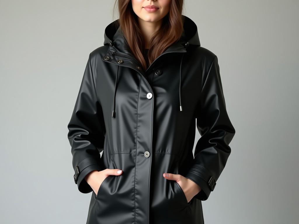 Factory Direct black rain coat womens