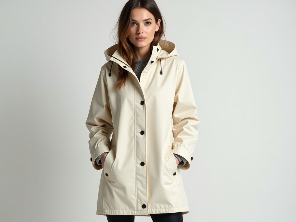 Factory Direct womens cream rain jacket