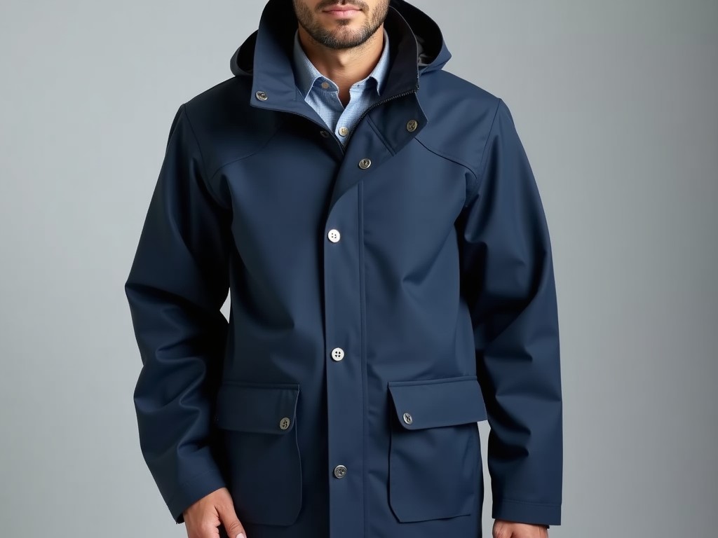 mens mid weight navy blue waterproof jacket