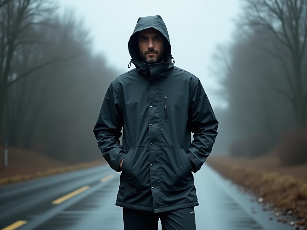 mens thigh length waterproof jacket