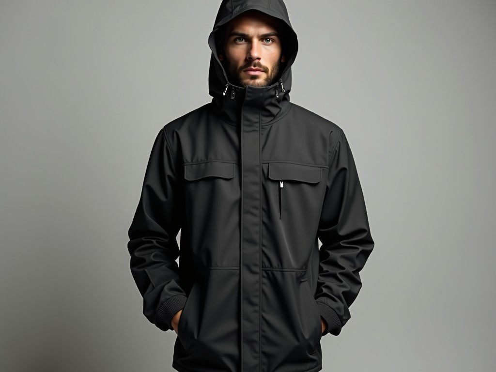 mens waterproof jacket black Source factory