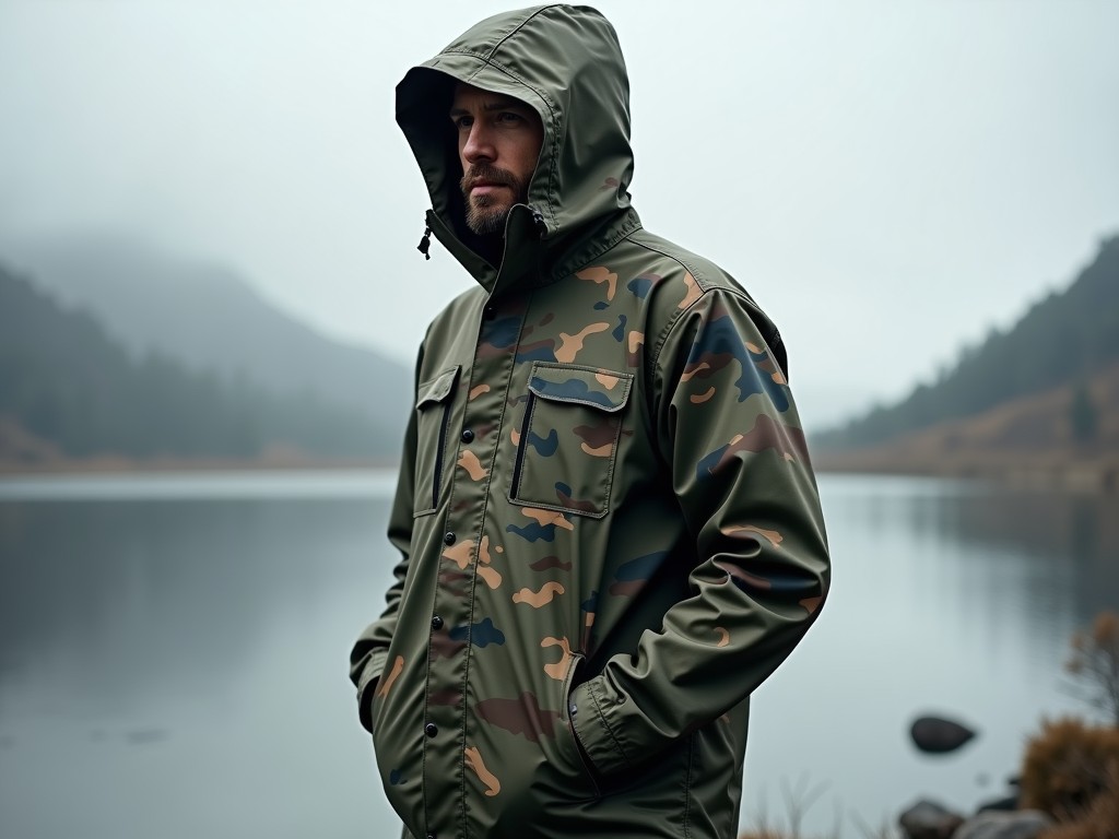 OEM packable camo rain gear for men